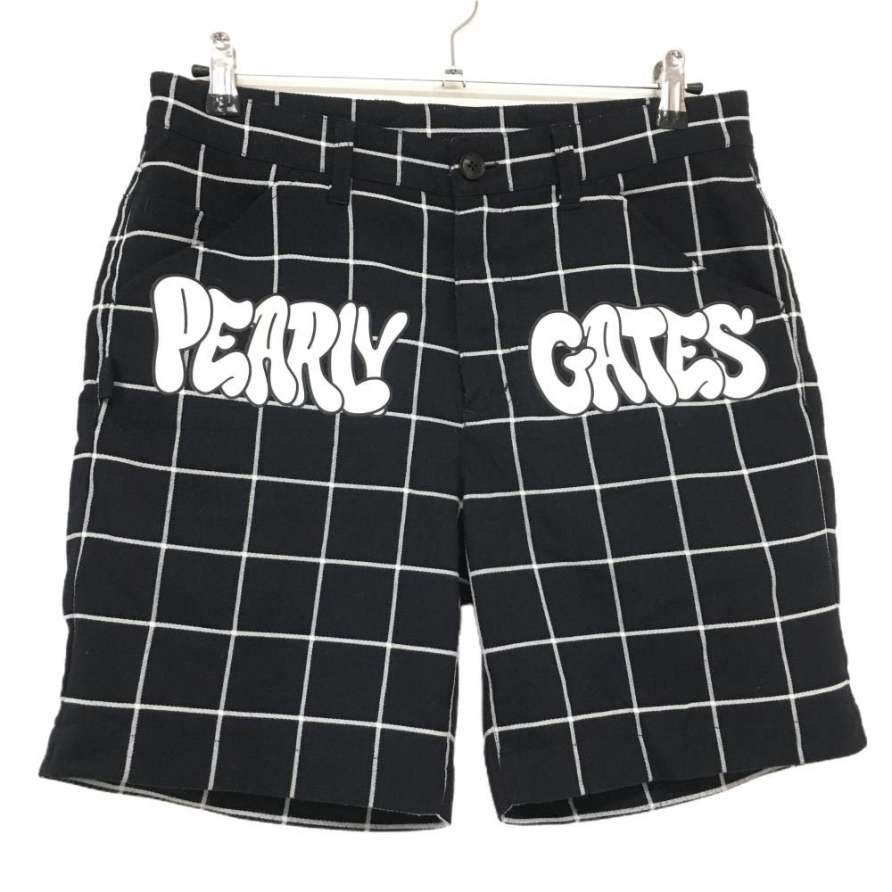 美品】パーリーゲイツ ハーフパンツ ダークネイビー×白 格子チェック
