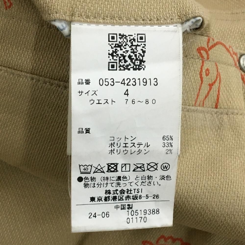 パーリーゲイツ パンツ ベージュ×オレンジ 馬総柄 メンズ 4(M) ゴルフ