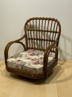 籐回転座椅子ロータイプ 花柄 新モデル ISM-07LWC CST-312 ROSE