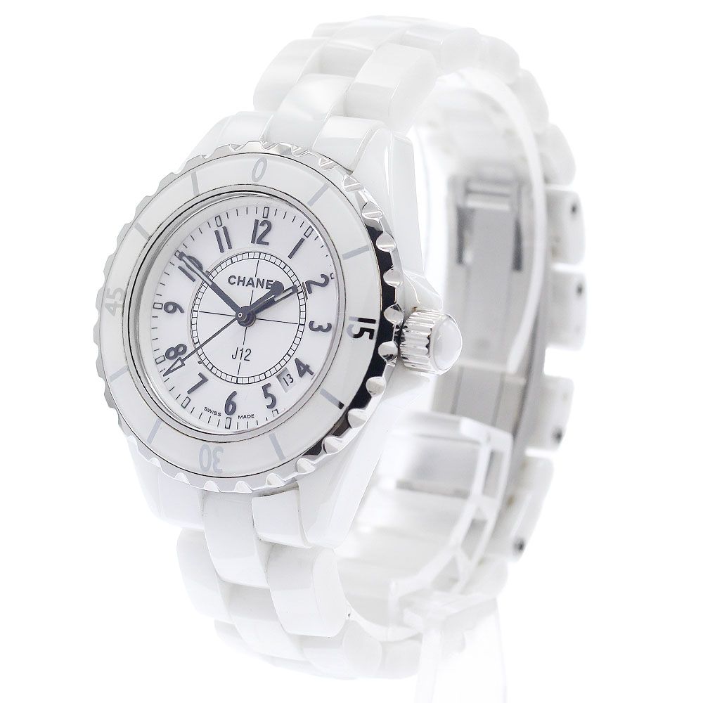 シャネル CHANEL H0968 J12 33mm 白セラミック デイト クォーツ
