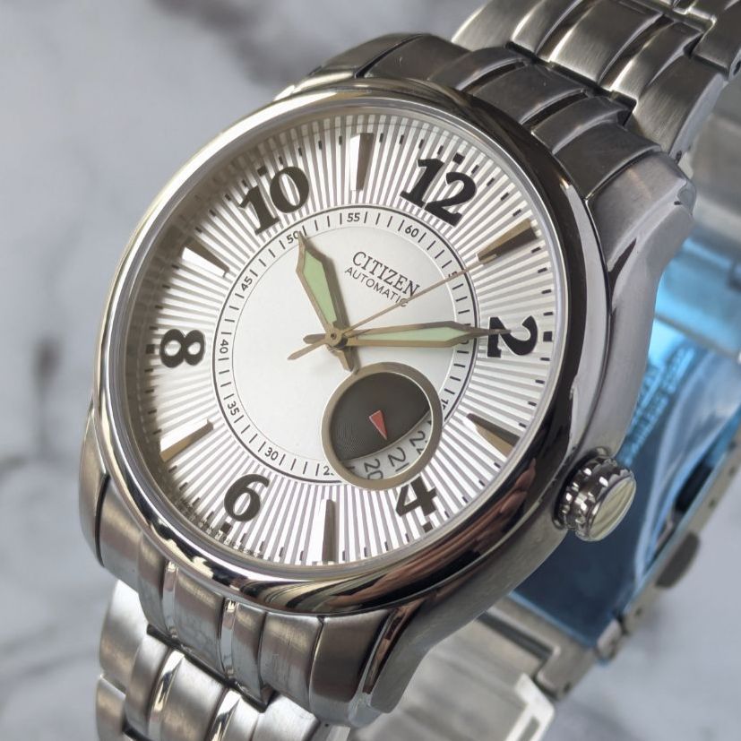OH済 稼働品 CITIZEN シチズン 8210-S072981 自動巻き 10s シルバー文字盤 デイト 裏スケ