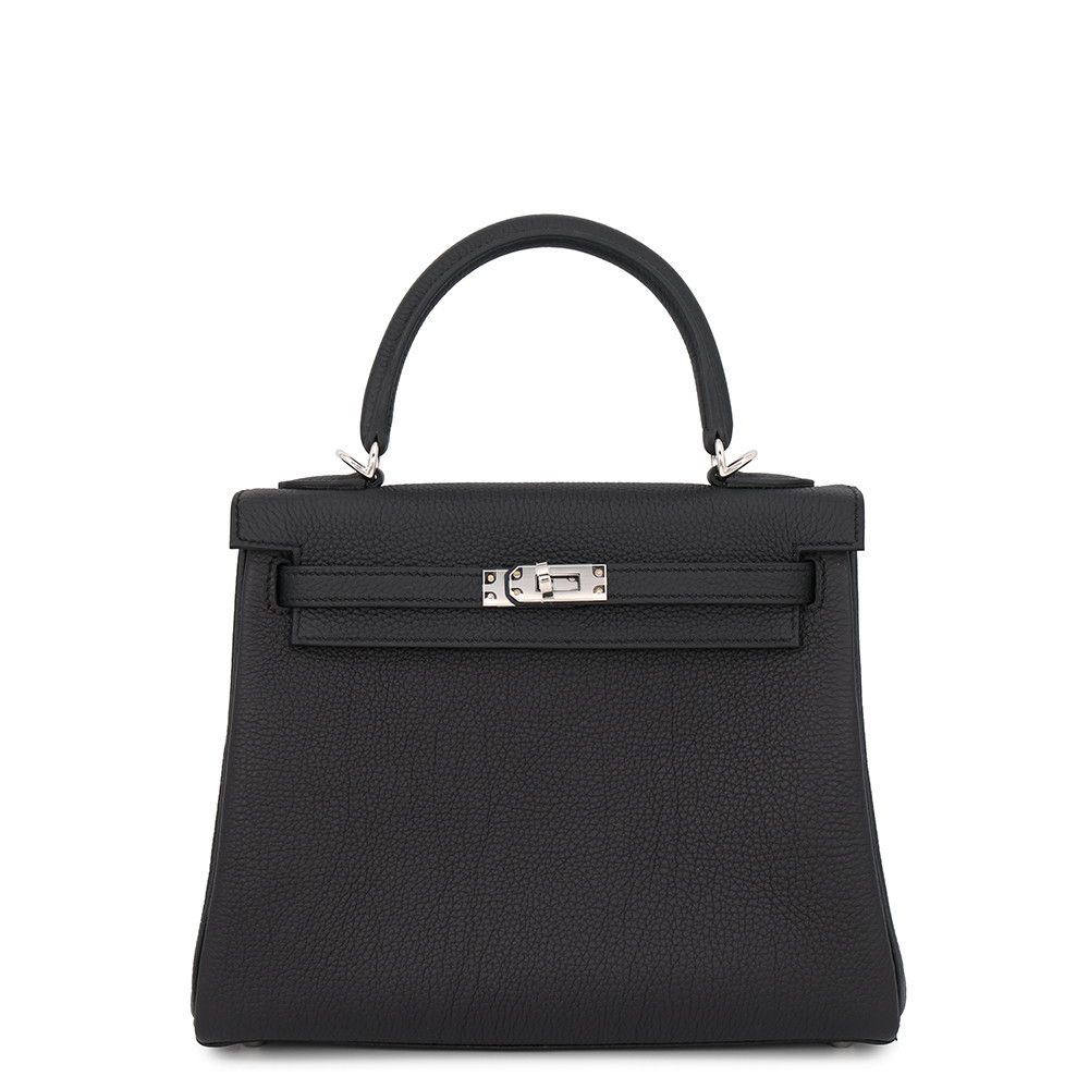 エルメス ハンドバッグ ケリー25 内縫い ブラック/シルバー金具 トゴ G刻印 HERMES Kelly 2wayショルダー 黒