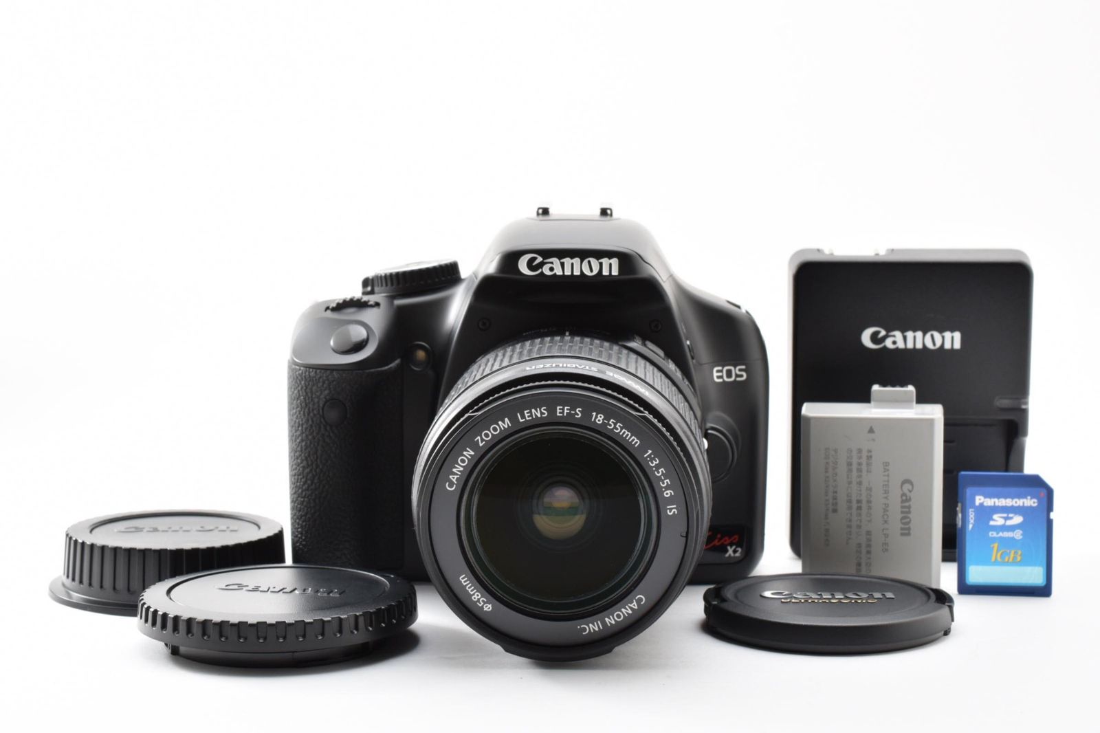 実用光学美品 Canon キャノン EOS KISS X2 / EF-S 18-55mm 3.5-5.6 IS レンズキット デジタル一眼カメラ シャッター数1011枚と少ない #4318-3