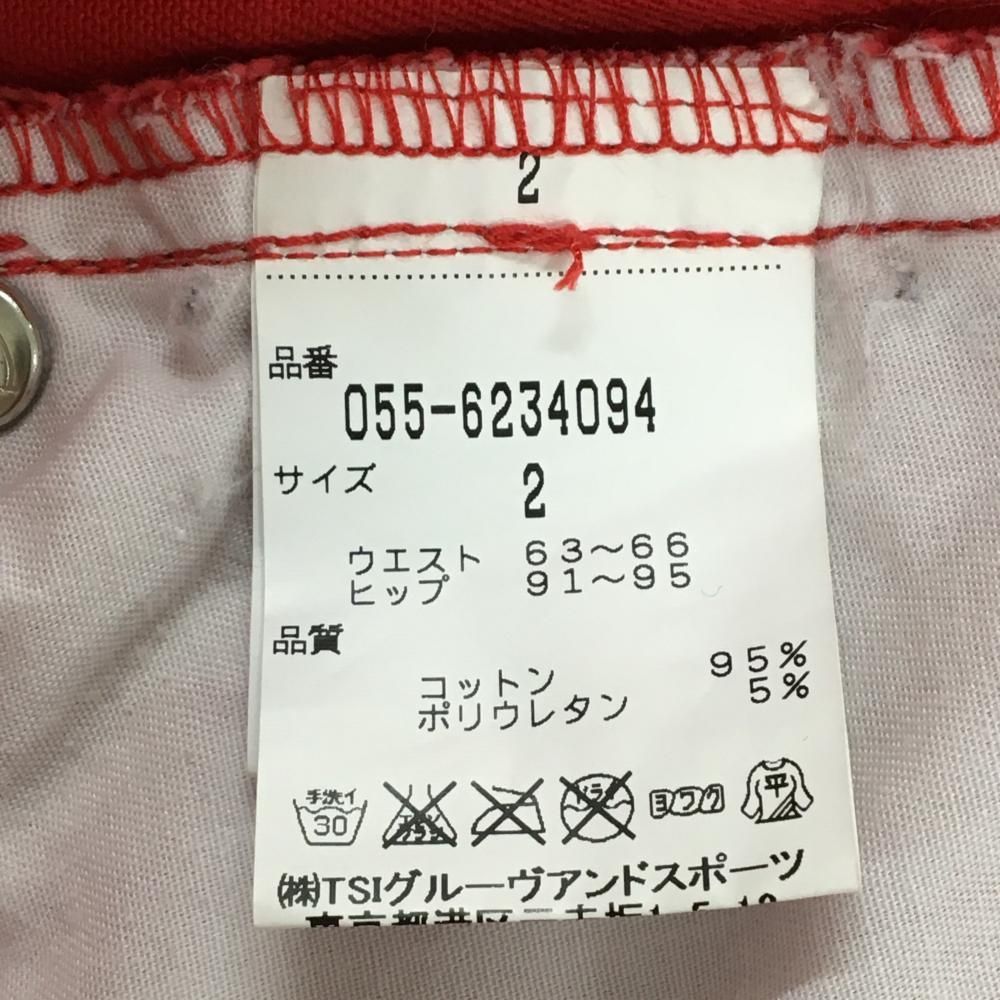 パーリーゲイツ スカート レッド×イエロー ワッペン ストレッチ