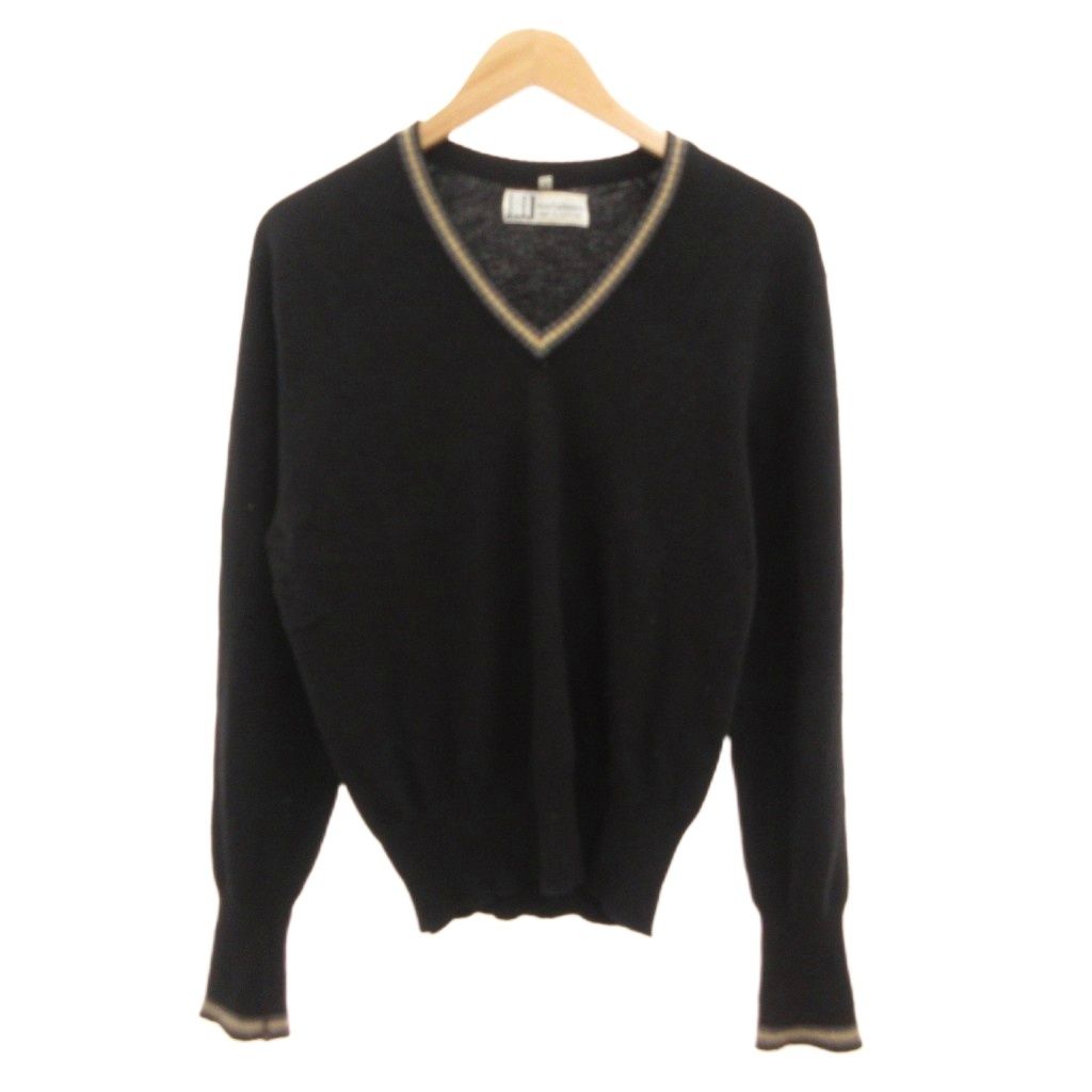 ダンヒル dunhill カシミヤ ニット セーター 長袖 Vネック 42 黒 ブラック /JS ■ECG007
