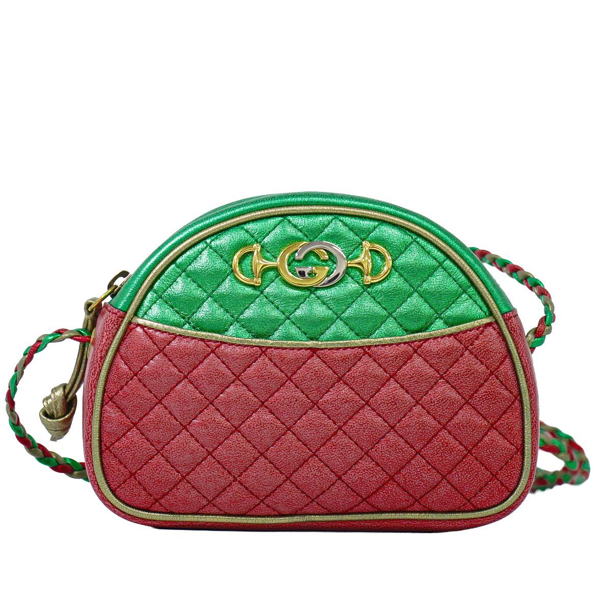 本物 グッチ GUCCI インターロッキングG ホースビット ラミネート キルティング レザー ショルダーバッグ ポシェット マルチカラー 534951 バッグ 中古・
