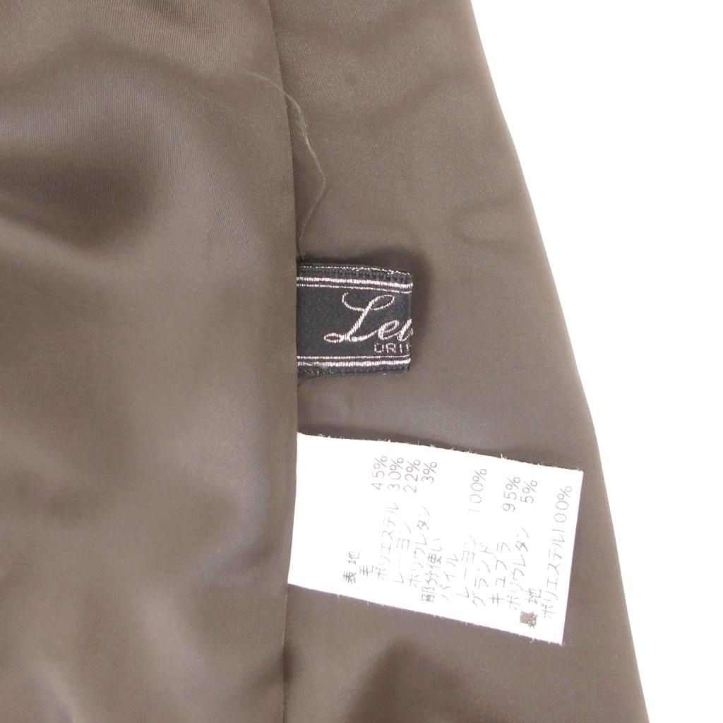 レリアン Leilian 美品 ノーカラージャケット 9 ダークブラウン