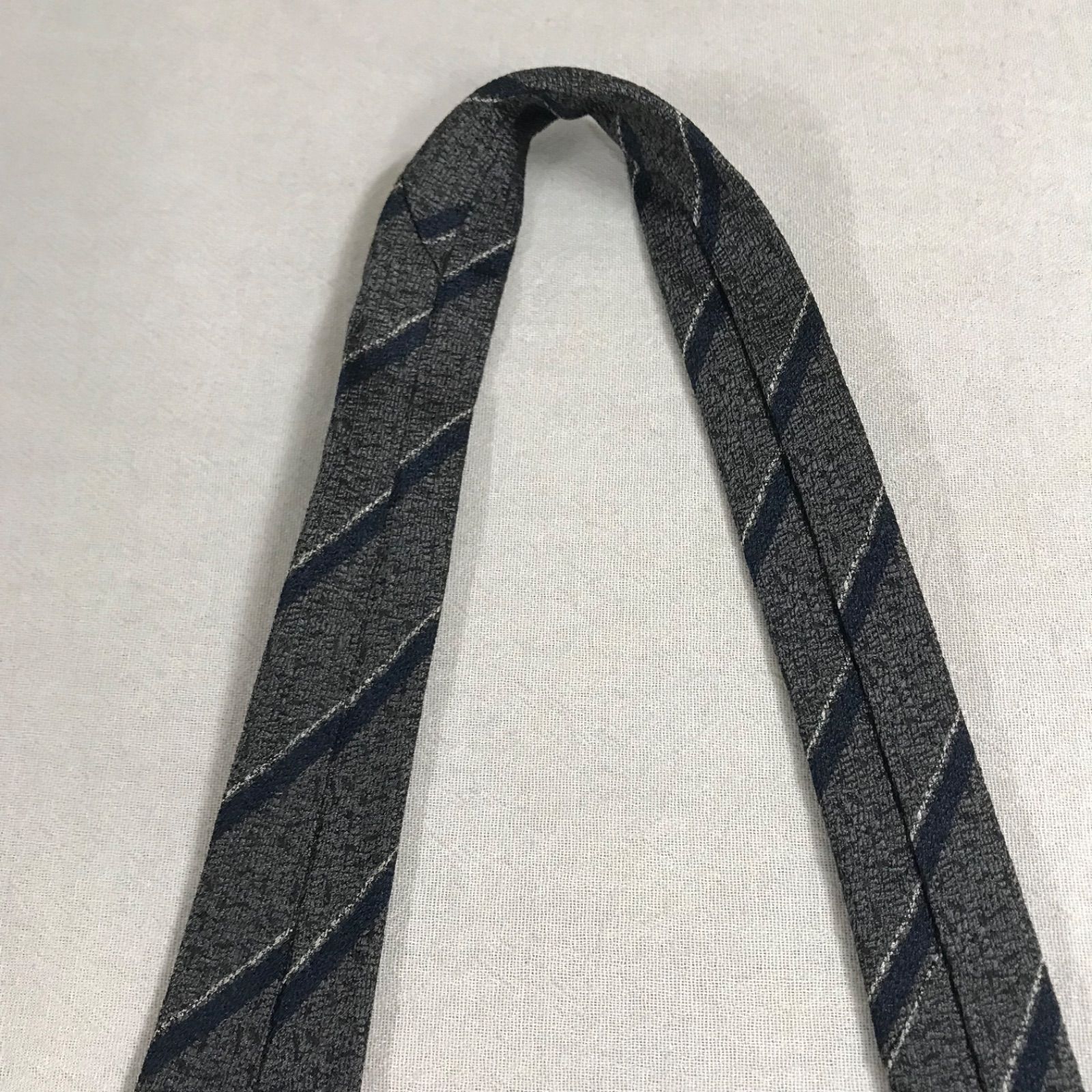 美品】ダンヒル dunhill ネクタイ レジメンタル グレー×ネイビー