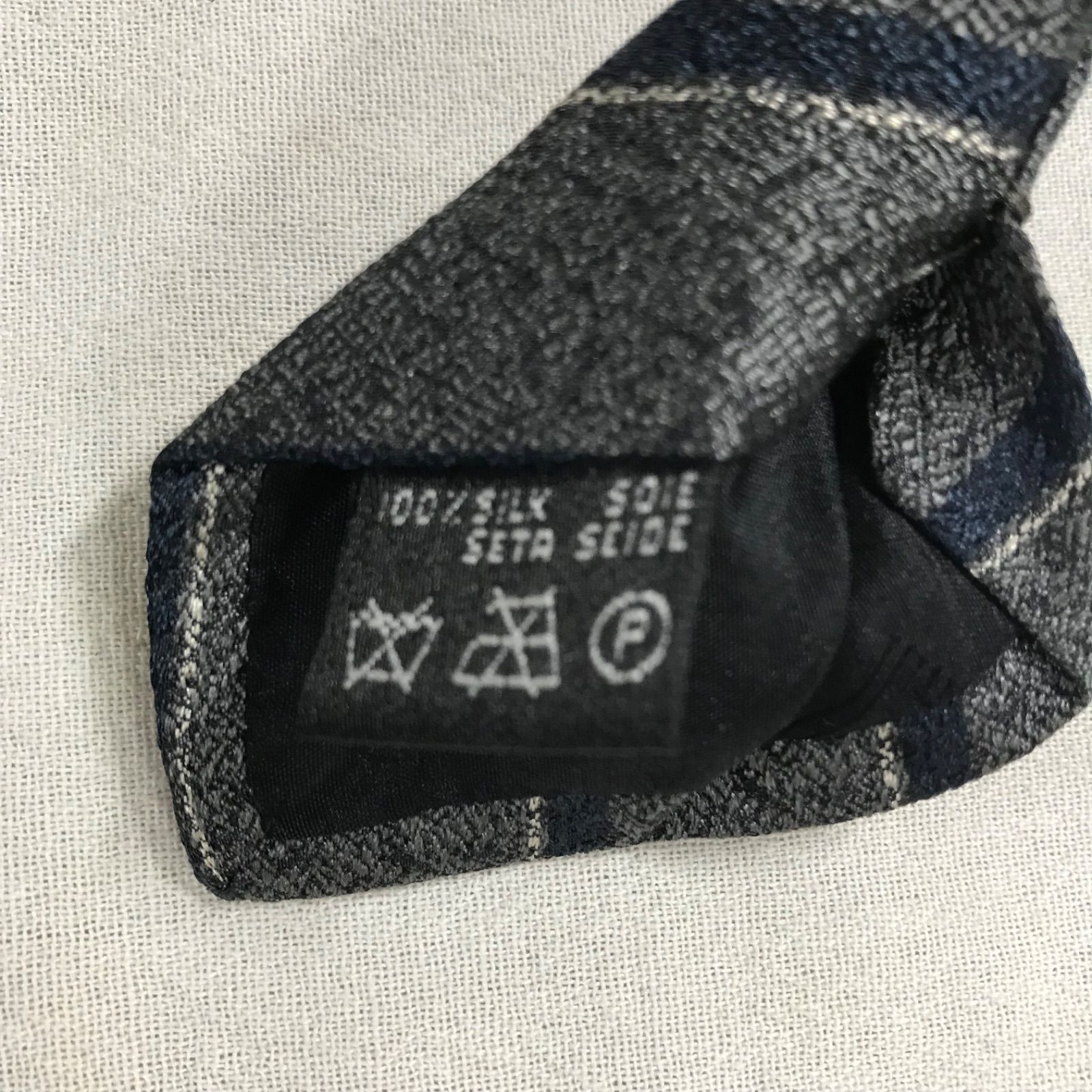 美品】ダンヒル dunhill ネクタイ レジメンタル グレー×ネイビー