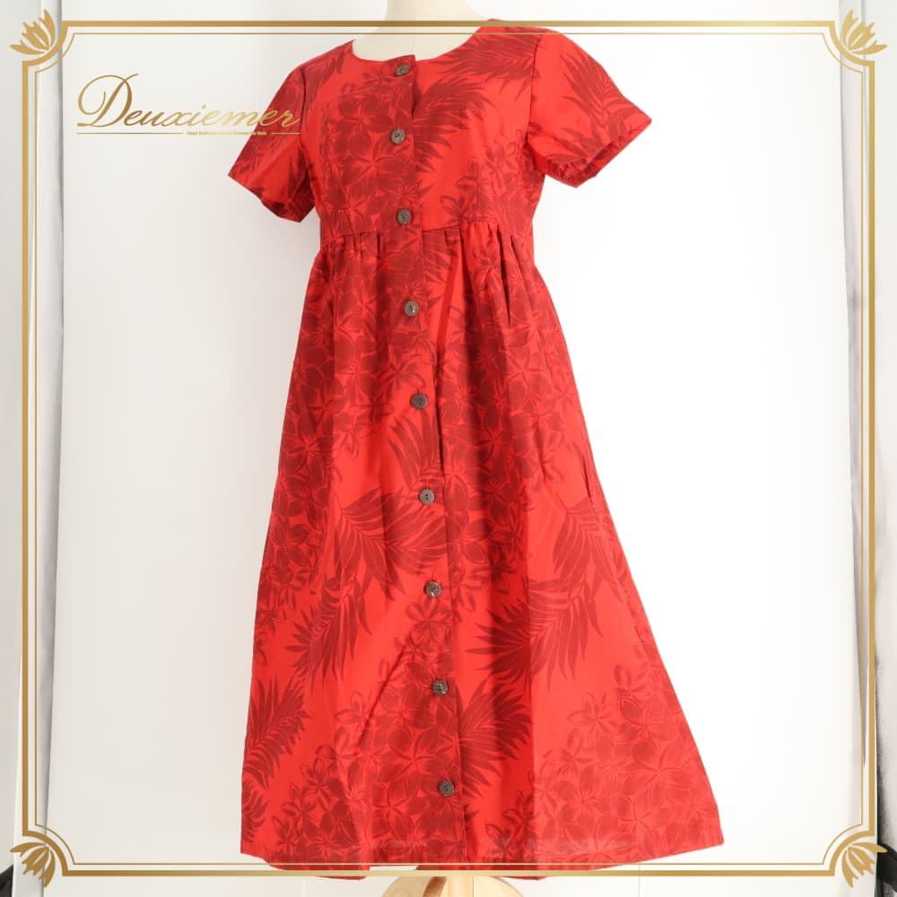 フラダンス 衣装 Muu Muu Mama ワンピース ドレス レッド系 赤 茶