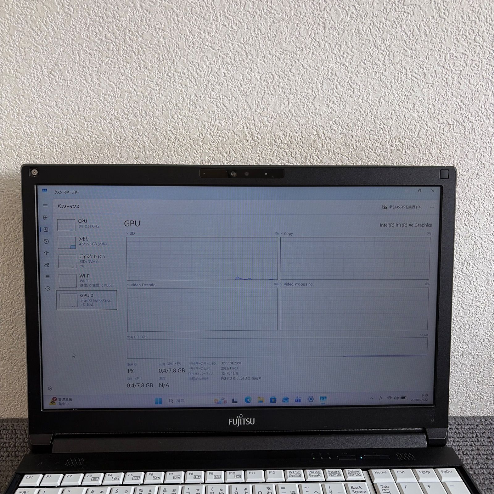 富士通lifebook A5511/G i5-1145G7 メモリ16GB SSD256GB Win11 顔認証