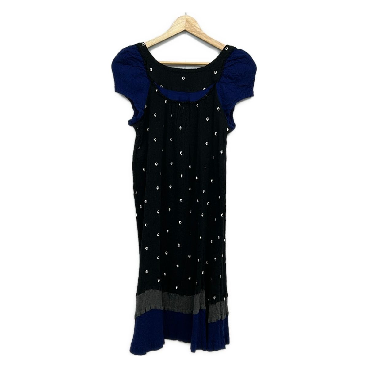 ツモリチサトTSUMORI CHISATO ニット使いカラフルプリントシアーシャツ 