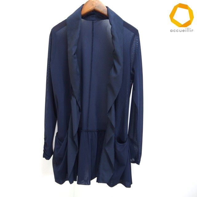 #a ヒロコビズ HIROKO BIS カーディガン 11 紺 フリル シースルー羽織り 美品 レディース [1019676] k01 6,400円