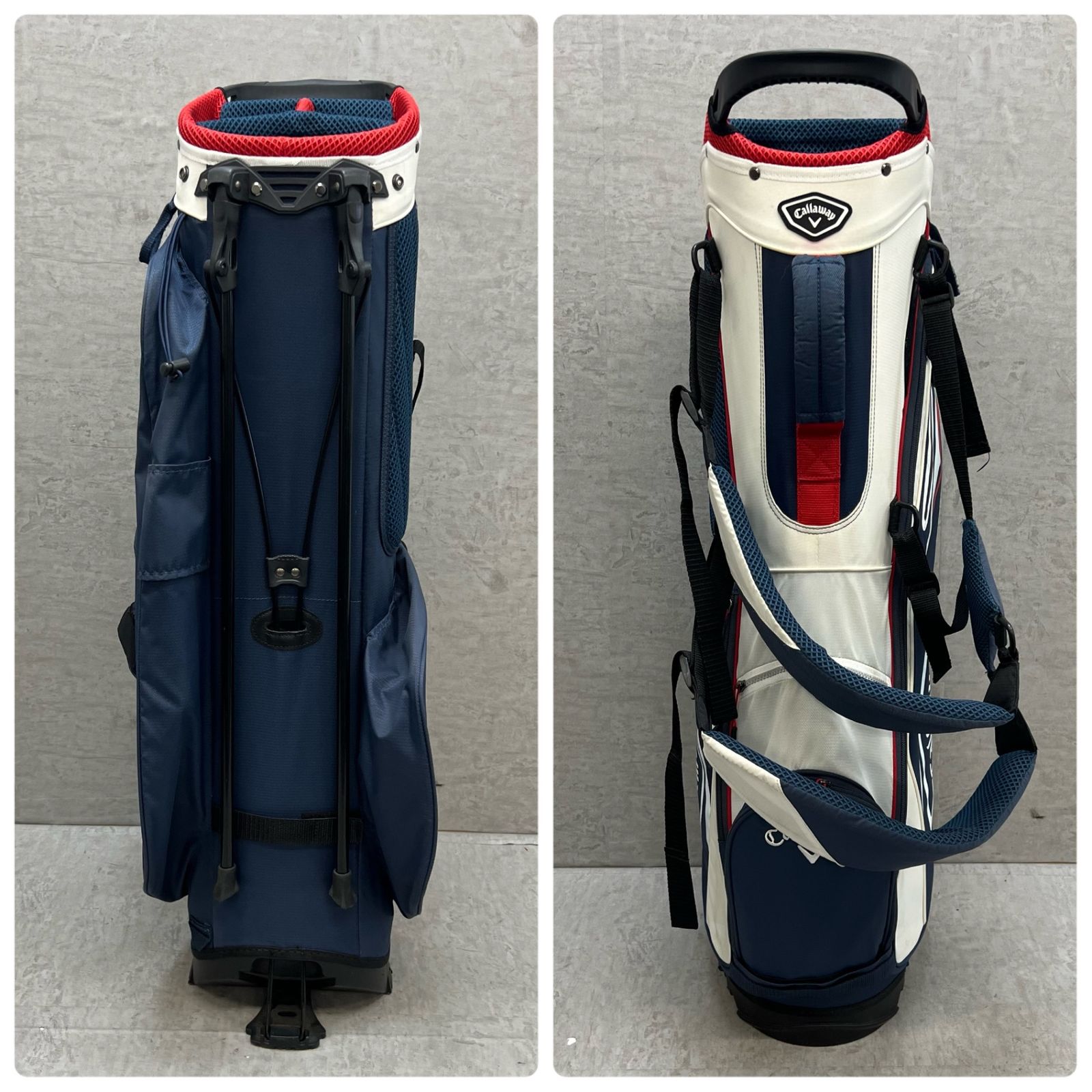 メルカリ祭限定特価【 golf 】良配色キャディバッグ　ゴルフバッグ キャロウェイ ゴルフ用 キャディバッグ 9型 4分割 スタンド式 ナイロン