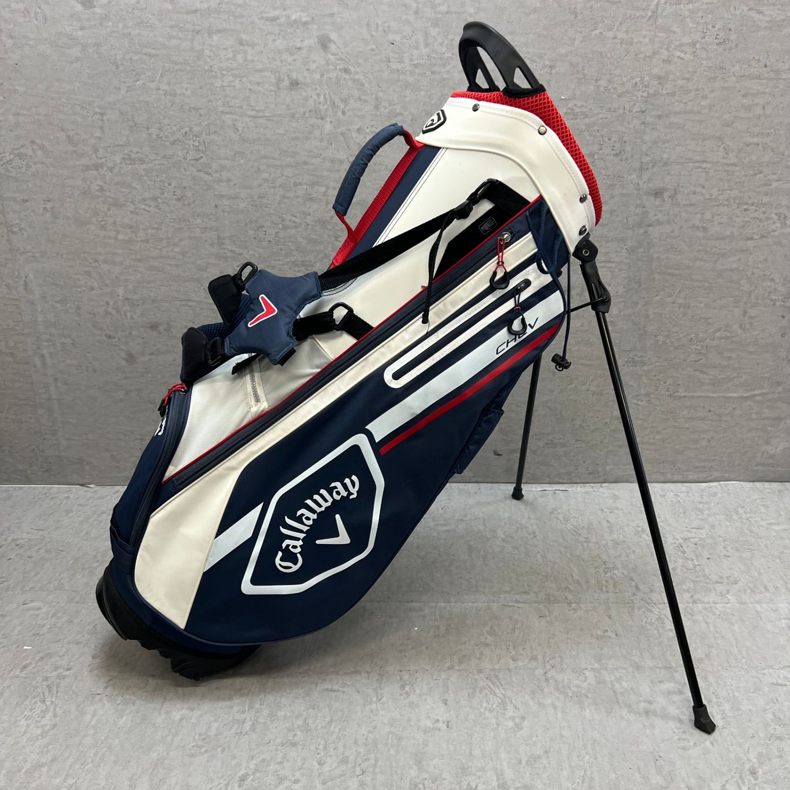 メルカリ祭限定特価【 golf 】良配色キャディバッグ　ゴルフバッグ キャロウェイ ゴルフ用 キャディバッグ 9型 4分割 スタンド式 ナイロン