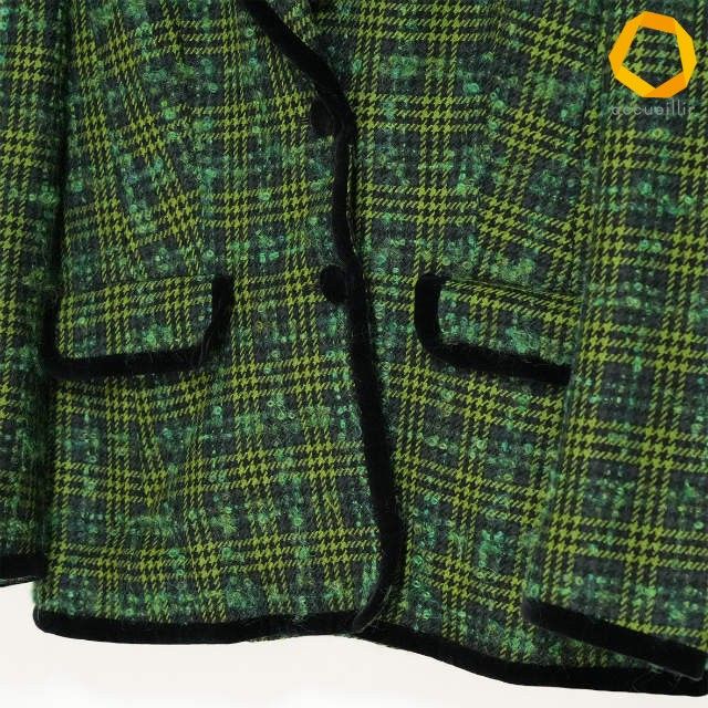 wnc エスカーダ ESCADA ジャケット 40 緑 黒 大きいサイズ ツイード