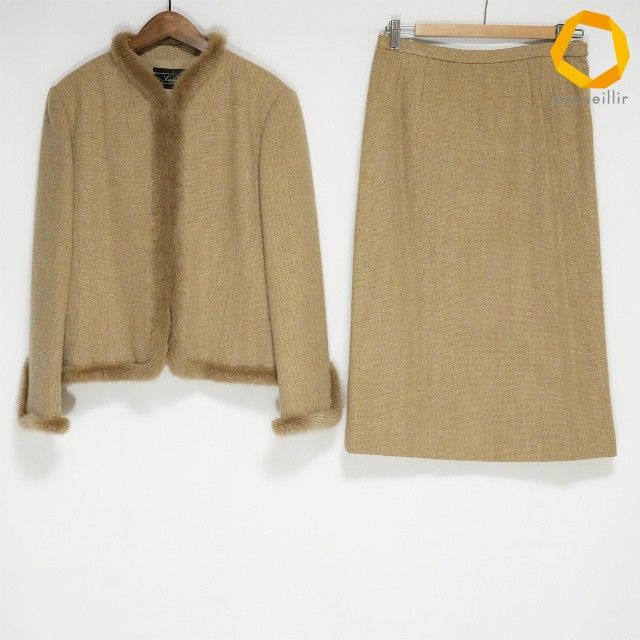 #wnc レリアン Leilian セットアップ 11 ベージュ ファー レディース [1024488]