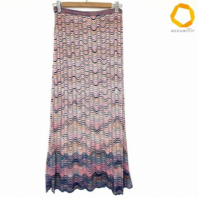 anc ミッソーニ MISSONI スカート 44 マルチ ロング 麻混 レディース