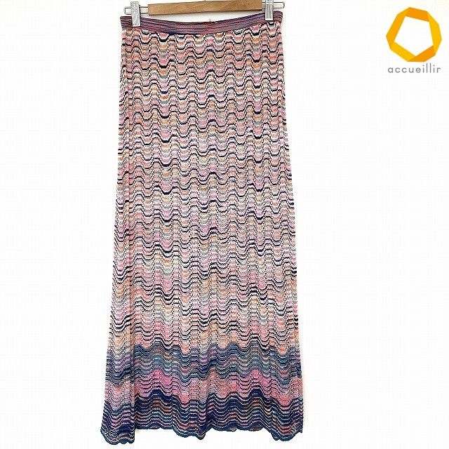 anc ミッソーニ MISSONI スカート 44 マルチ ロング 麻混 レディース