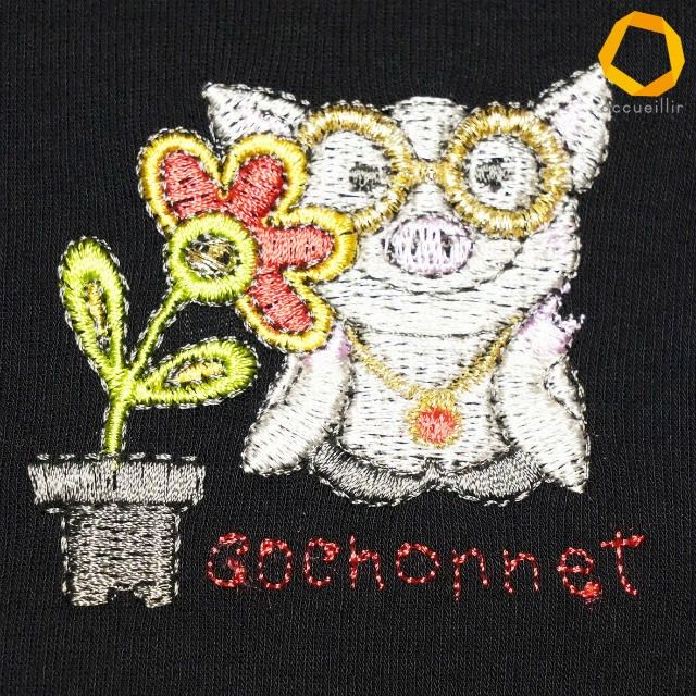 美品＊OLLEBOREBLA アルベロベロ ぶたさん 半袖Tシャツ　レース　刺繍 snc アルベロベロ OLLEBOREBLA Tシャツ M 黒 カットソー 無地 半袖