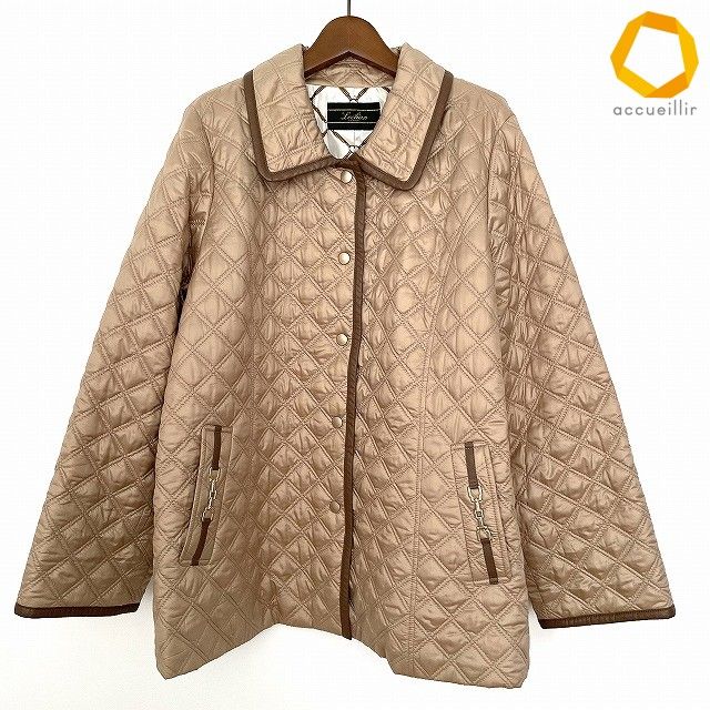 #wnc レリアン Leilian ジャケット 17 ベージュ キルティング 中綿 大きいサイズ パイピング レディース [937460]