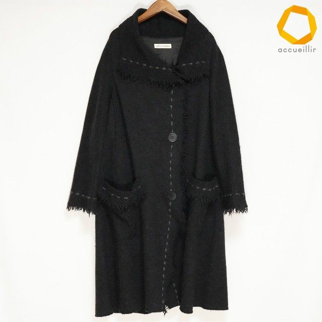wnc ヒロココシノ HIROKO KOSHINO コート 9 黒 ロング ステッチ 