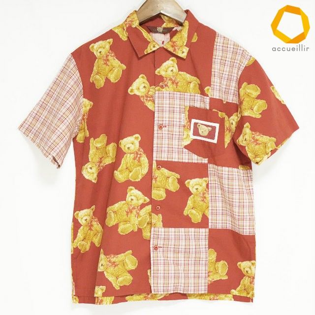 #spc ピンクハウス PINKHOUSE シャツ・ブラウス L 赤 黄色 熊 アニマル柄 パッチワーク 半袖 大きいサイズ レディース [1012518] 6,000円