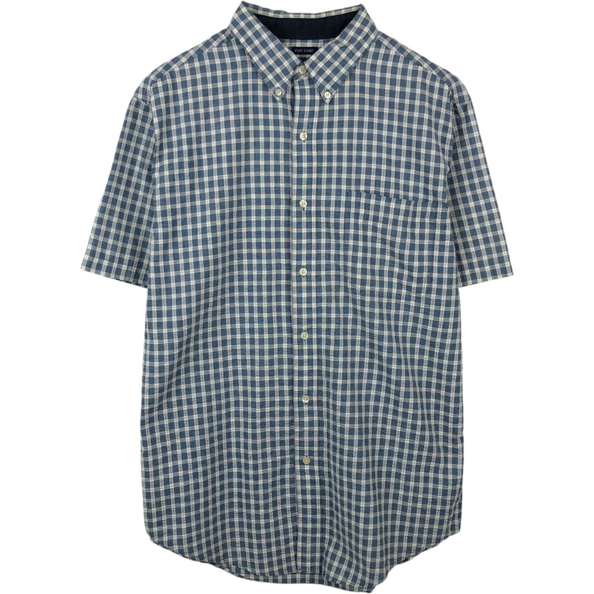 古着 ラルフローレン Ralph Lauren CHAPS チャップス EASY CARE シアサッカー 半袖 ボタンダウン チェックシャツ メンズL相当/eaa660576