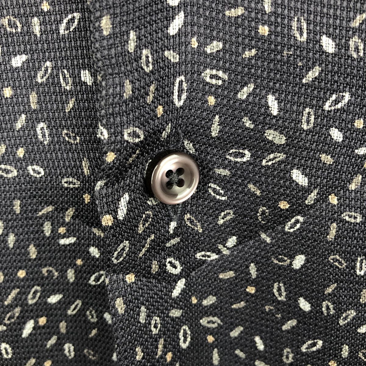 古着 ペリーエリス PERRY ELLIS 総柄 半袖 オープンカラー シルク