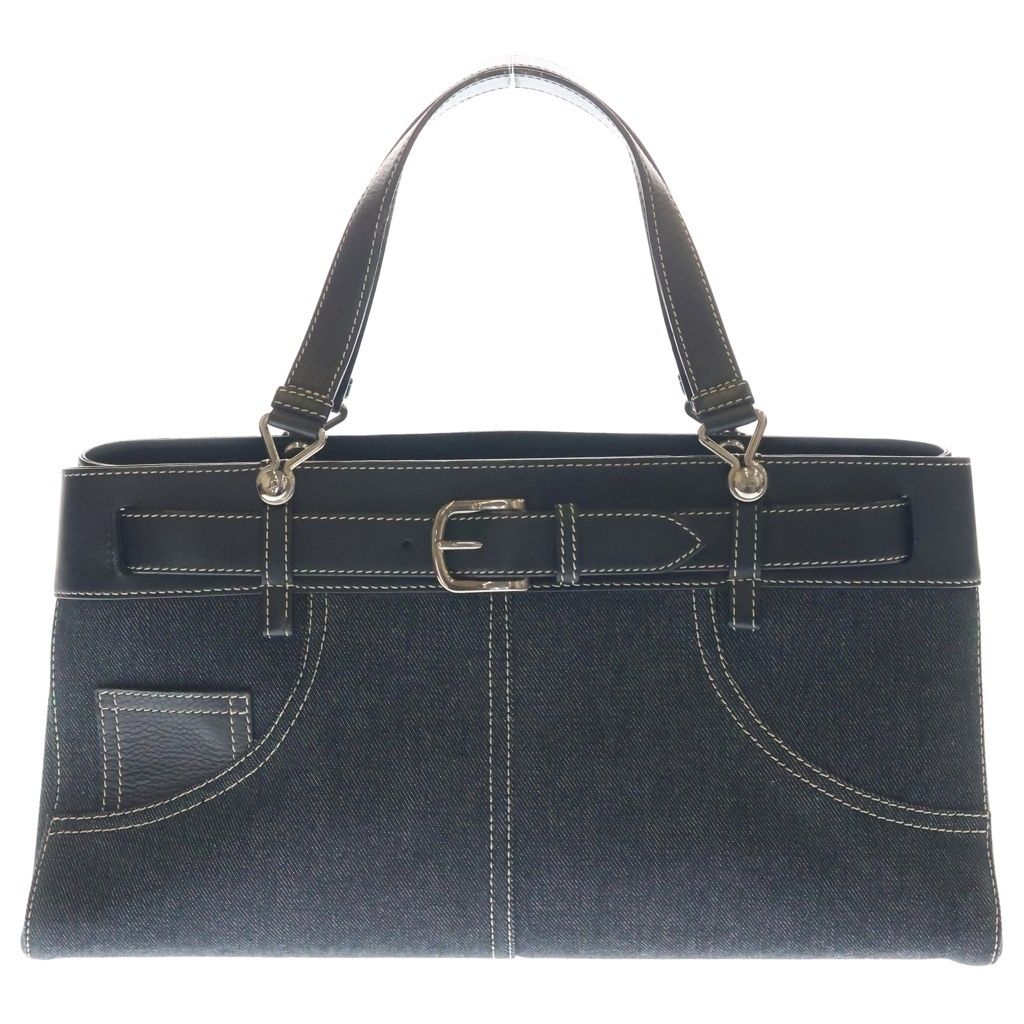 Christian Dior (クリスチャンディオール) ストリートシック ベルト バックル デニム トートバッグ ハンドバッグ ブラック BM-0042 BM-0042