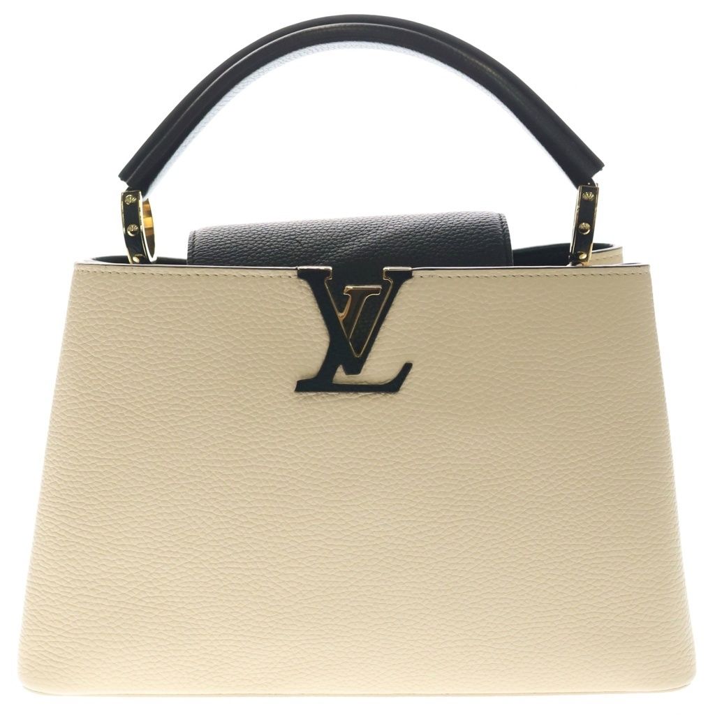 LOUIS VUITTON (ルイヴィトン) カプシーヌMM PM レザー 2WAY ハンドバッグ ショルダーバッグ ICタイプ バイカラー ブラック/ベージュ M52216