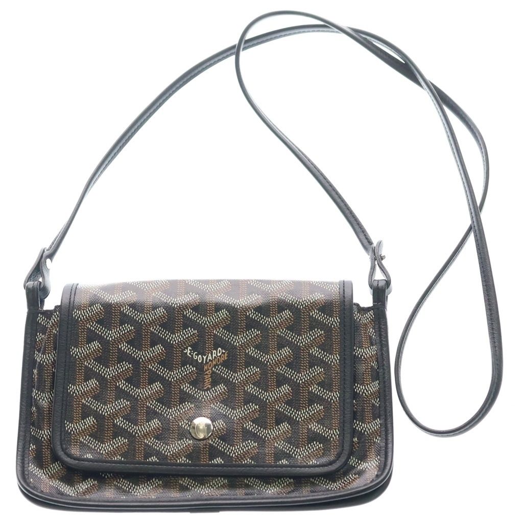GOYARD (ゴヤール) プリュメ PVC コーティングキャンバス レザー ポーチ ウォレット ショルダーバッグ シルバー金具 ブラック