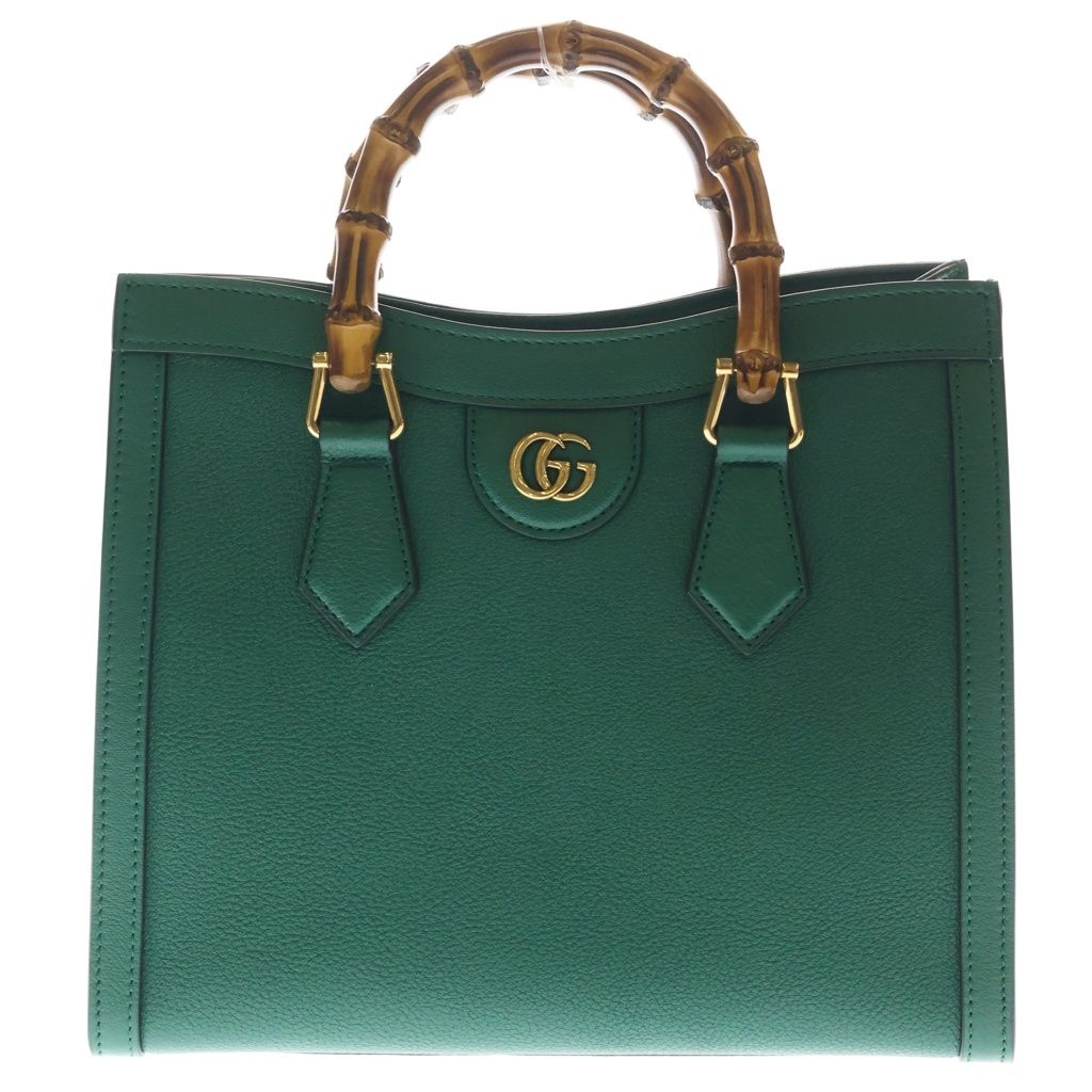 GUCCI (グッチ) ダイアナ ハンドバック 2wayバック バンブー スモール ゴールド金具 レザー グリーン 660195