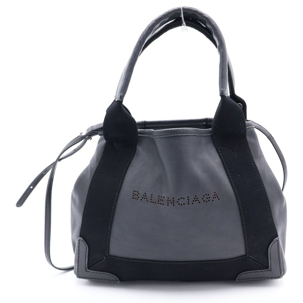 【美品】BALENCIAGA 2WAY キャンバス レザーXS BALENCIAGA (バレンシアガ) ネイビーカバスXS レザー キャンバス 2WAY