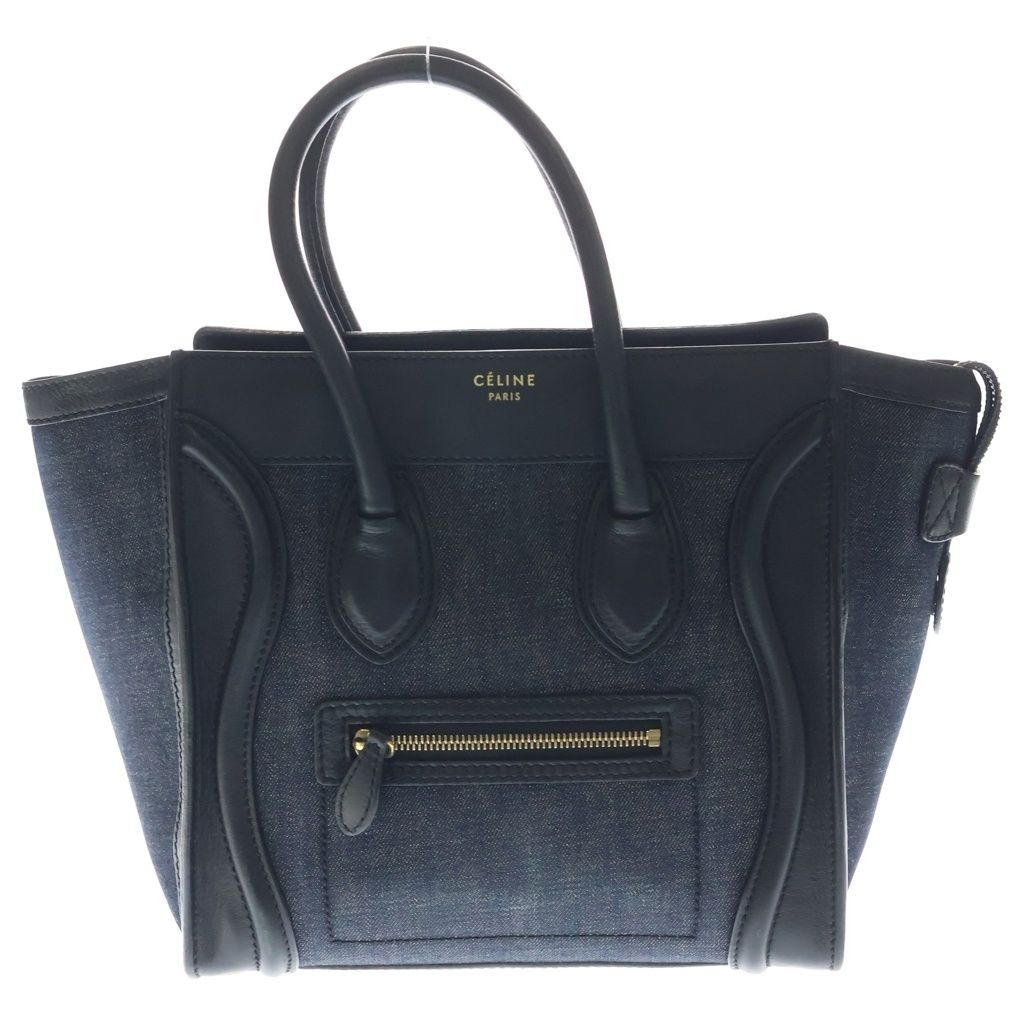 CELINE (セリーヌ) ラゲージ トートバック マイクロ ショッパー デニム レザー ブラック