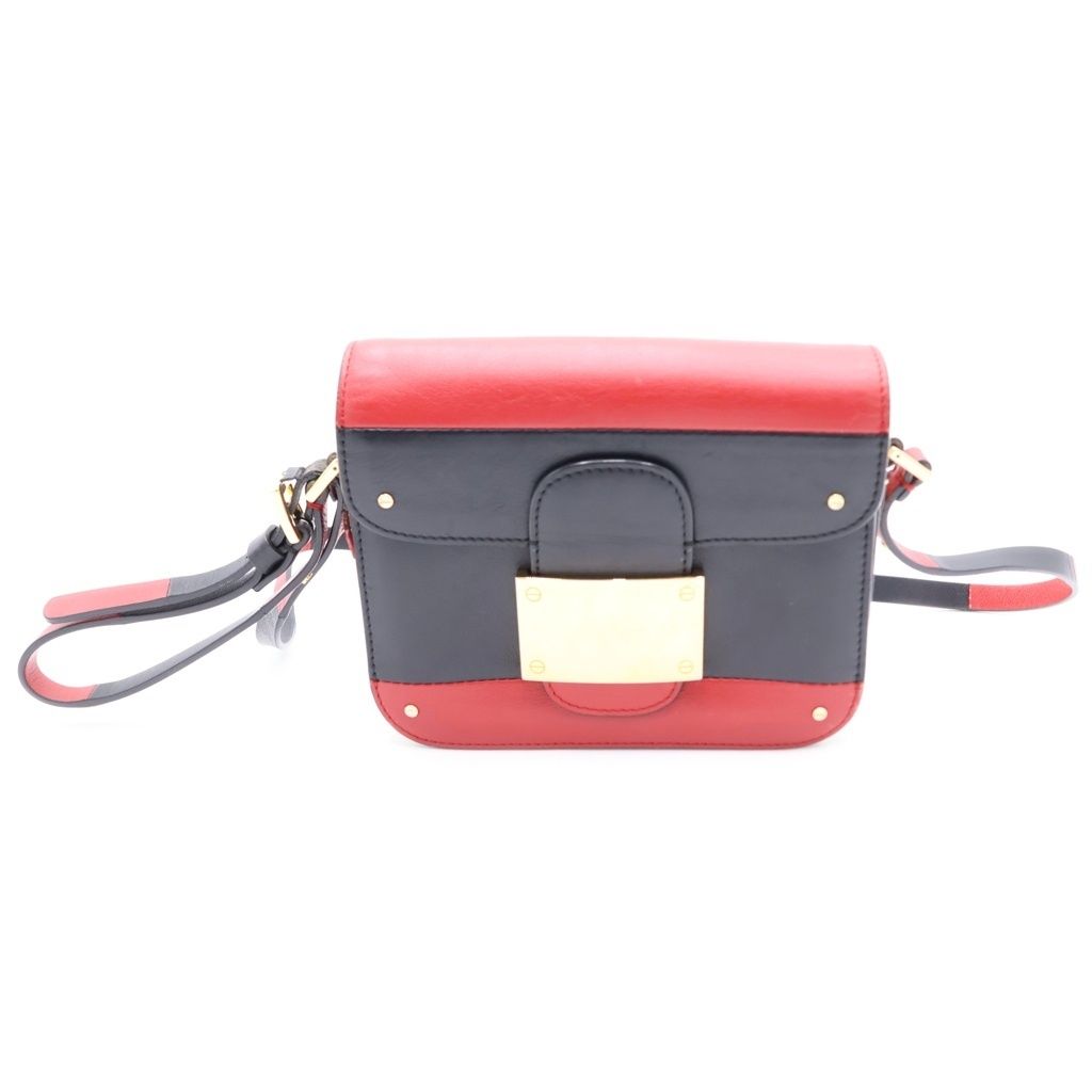 VALENTINO GARAVANI (ヴァレンチノガラヴァーニ) バイカラー レザー ゴールド金具 ミニショルダーバッグ レッド/ブラック