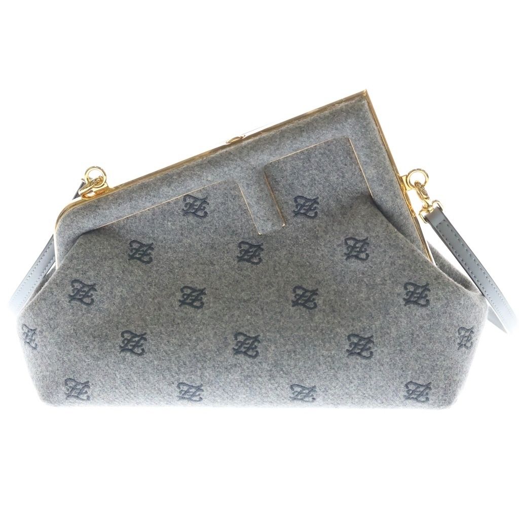 FENDI (フェンディ) ファースト スモール フランネル 2way クラッチ ショルダーバッグ グレー 8BP127