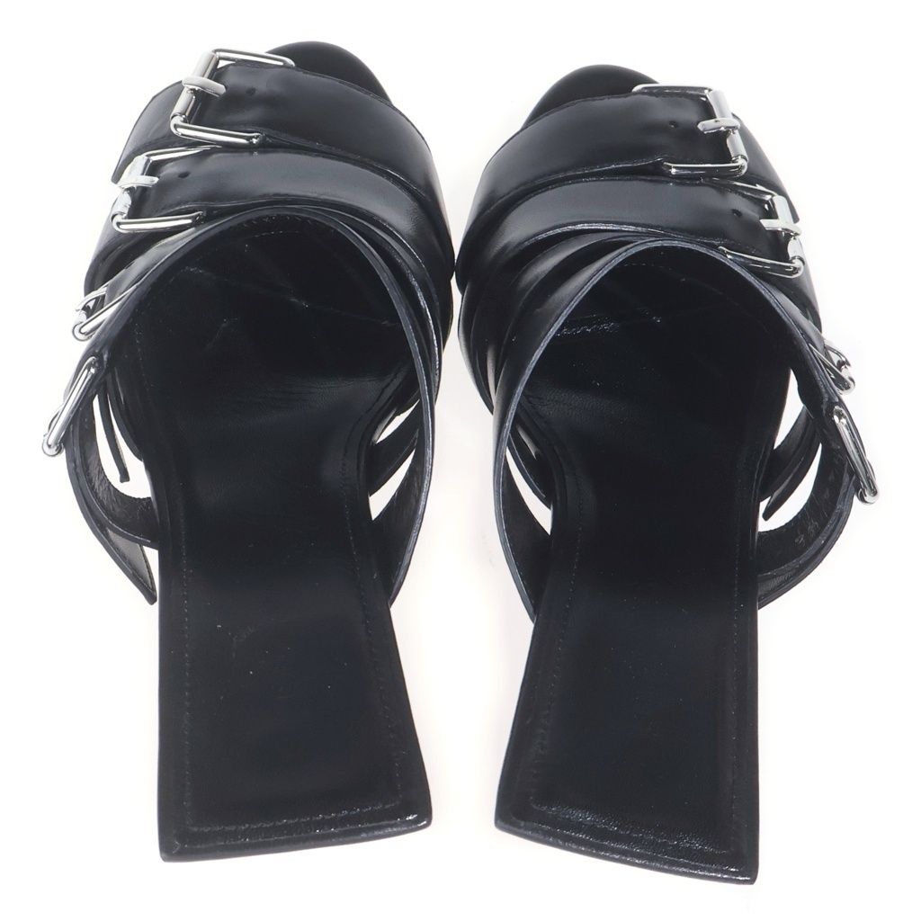 BALENCIAGA (バレンシアガ) マルチバックル レザー ヒール ミュール