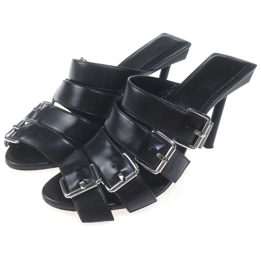 BALENCIAGA (バレンシアガ) マルチバックル レザー ヒール ミュール