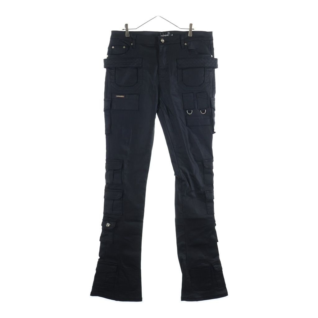 GUAPI グアピ OBSIDIAN BLACK TACTICAL STACKED WAX JEANS スリム カーゴジーンズ ワックスデニムパンツ ブラック GUAPI (グアピ) OBSIDIAN BLACK TACTICAL STACKED WAX JEANS スリム