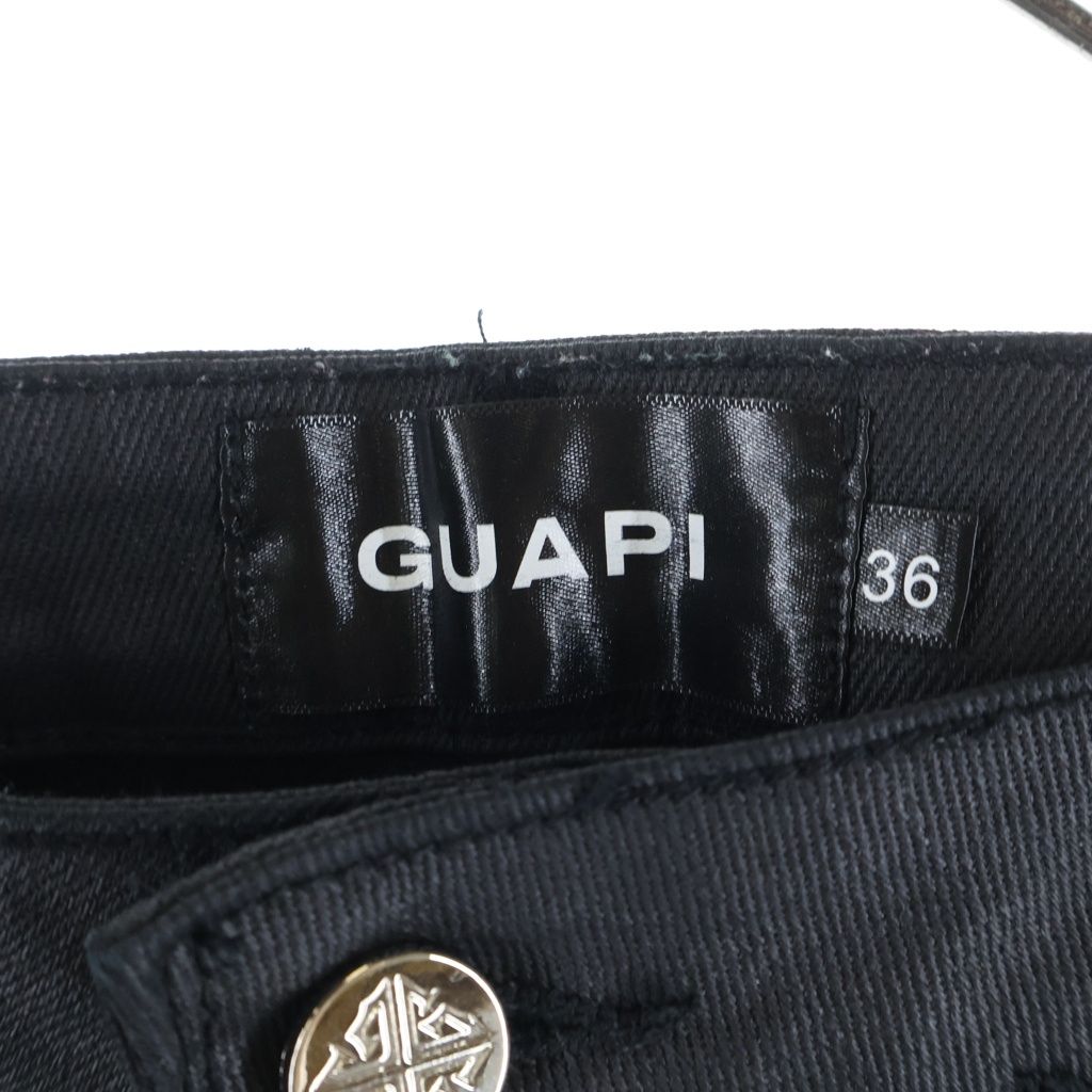 GUAPI グアピ OBSIDIAN BLACK TACTICAL STACKED WAX JEANS スリム カーゴジーンズ ワックスデニムパンツ ブラック GUAPI (グアピ) OBSIDIAN BLACK TACTICAL STACKED WAX JEANS スリム
