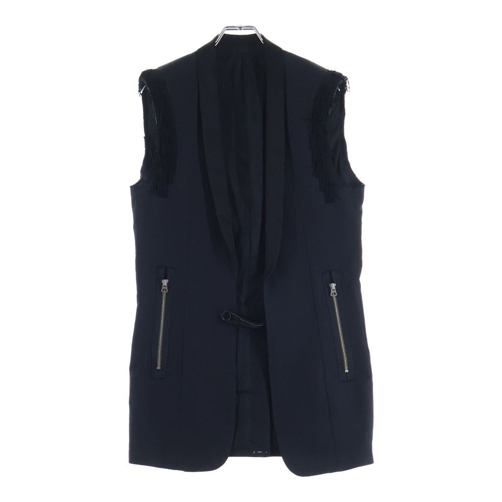 UNDERCOVERISM アンダーカバイズム 07SS ARCHIVE PURPLE期 ジップポケット ショルダーフリンジ シルクコットン ジレベスト ブラック アーカイブ 7S222-0T1 UNDERCOVERISM (アンダーカバイズム) 07SS ARCHIVE PURPLE期 ジップ