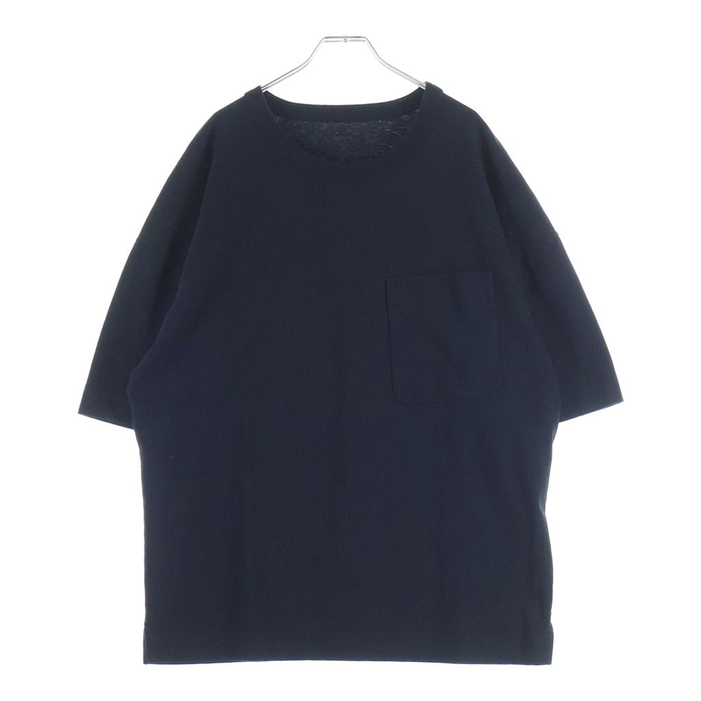 LEMAIRE (ルメール) 24SS BOXY T-SHIRT ポケット付 コットンリネン オーバーサイズTシャツ 半袖クルーネックカットソー ブラック TO1165 LJ1010