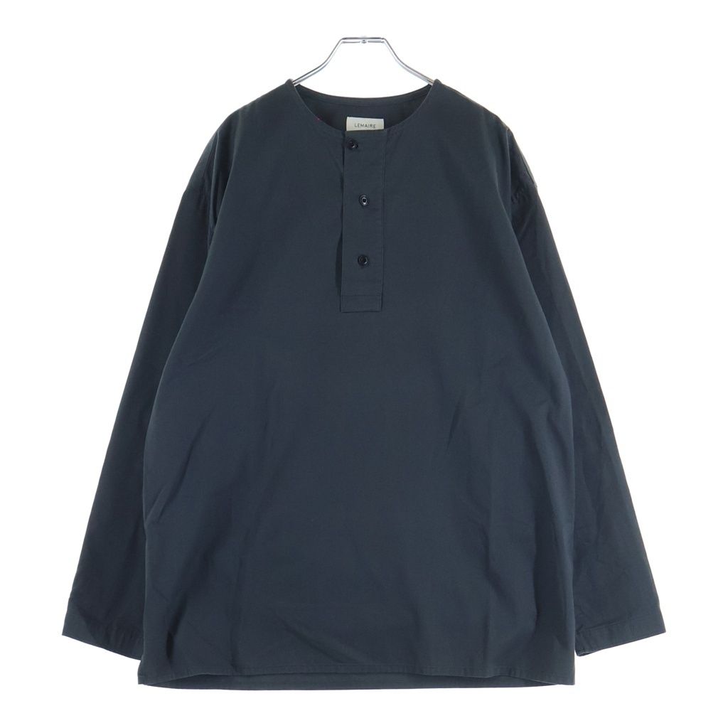 LEMAIRE (ルメール) 18AW ノーカラー 長袖コットンプルオーバーシャツ