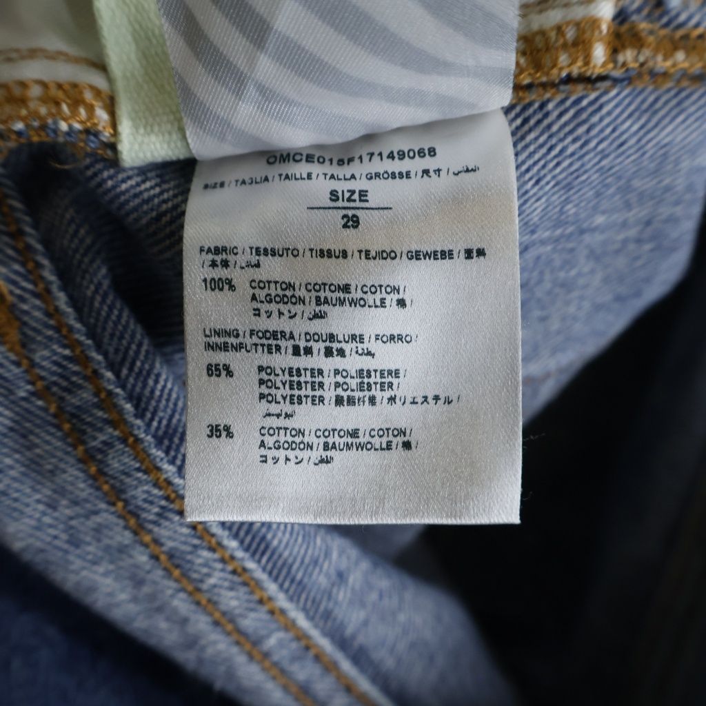 OFF-WHITE オフホワイト 17AW Slim Fit Jeans スリムフィットデニムパンツ ダメージ加工 バイアス柄 インディゴ OMCE015F17149068 OFF-WHITE (オフホワイト) 17AW Slim Fit Jeans スリムフィットデニム
