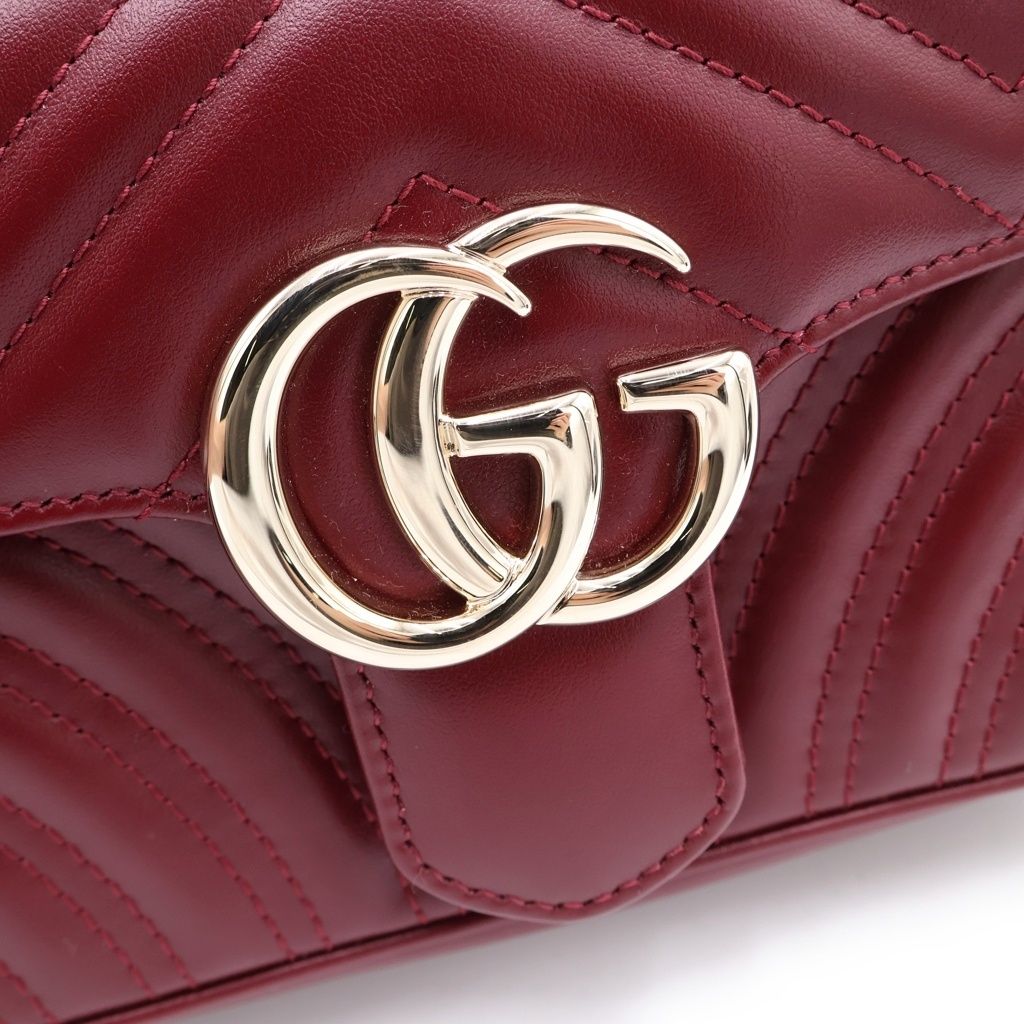 GUCCI (グッチ) GGマーモント チェーンショルダーバッグ ボルドー