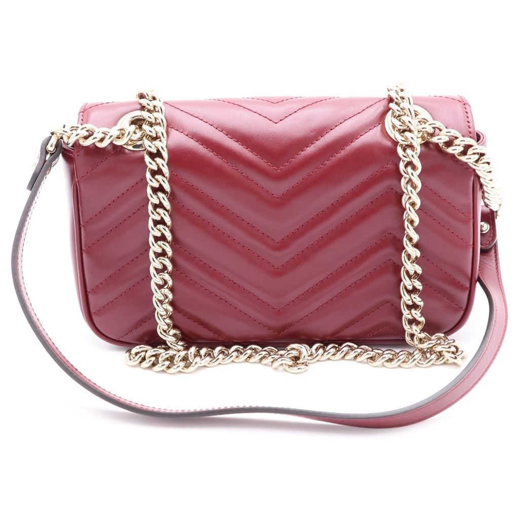 GUCCI (グッチ) GGマーモント チェーンショルダーバッグ ボルドー