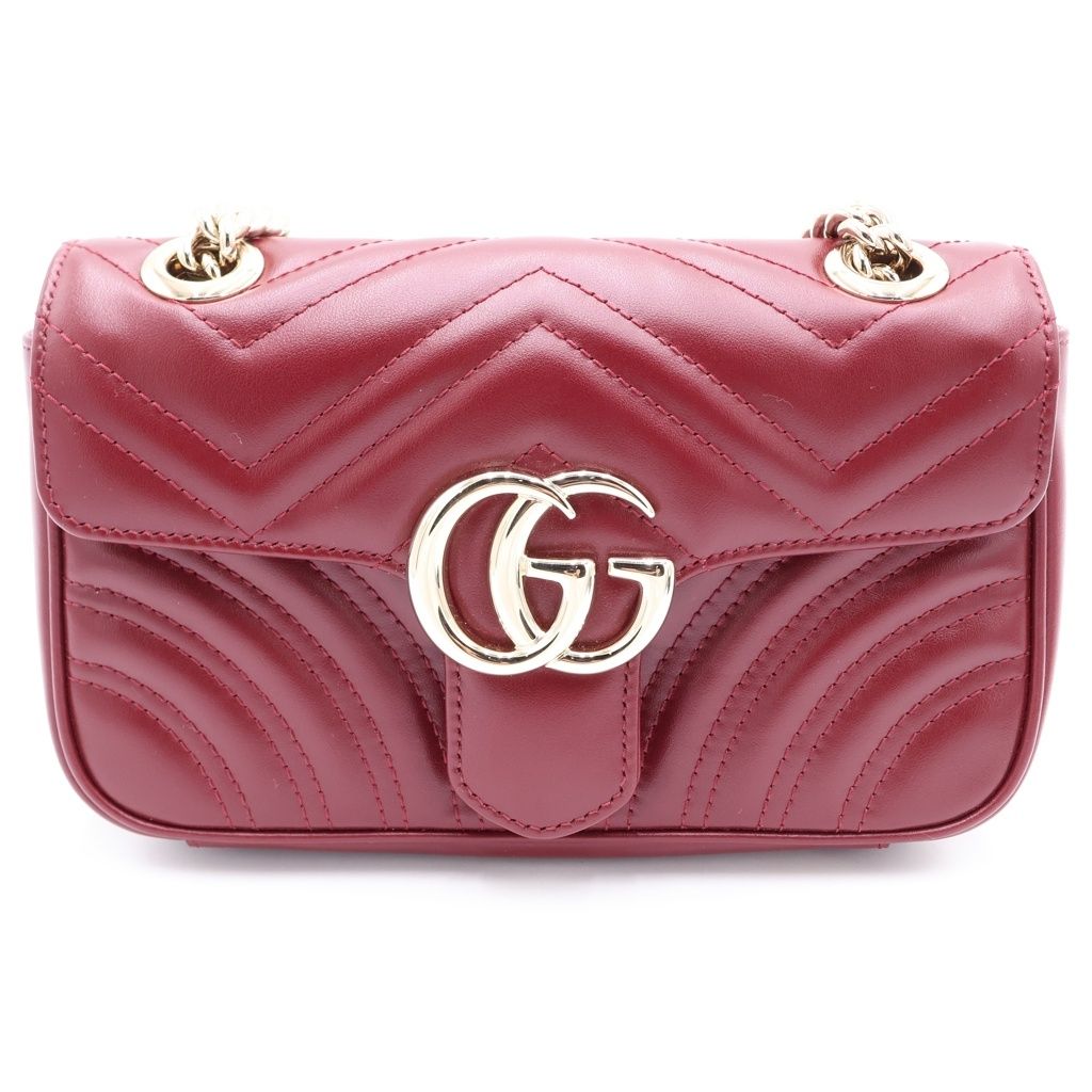 GUCCI (グッチ) GGマーモント チェーンショルダーバッグ ボルドー