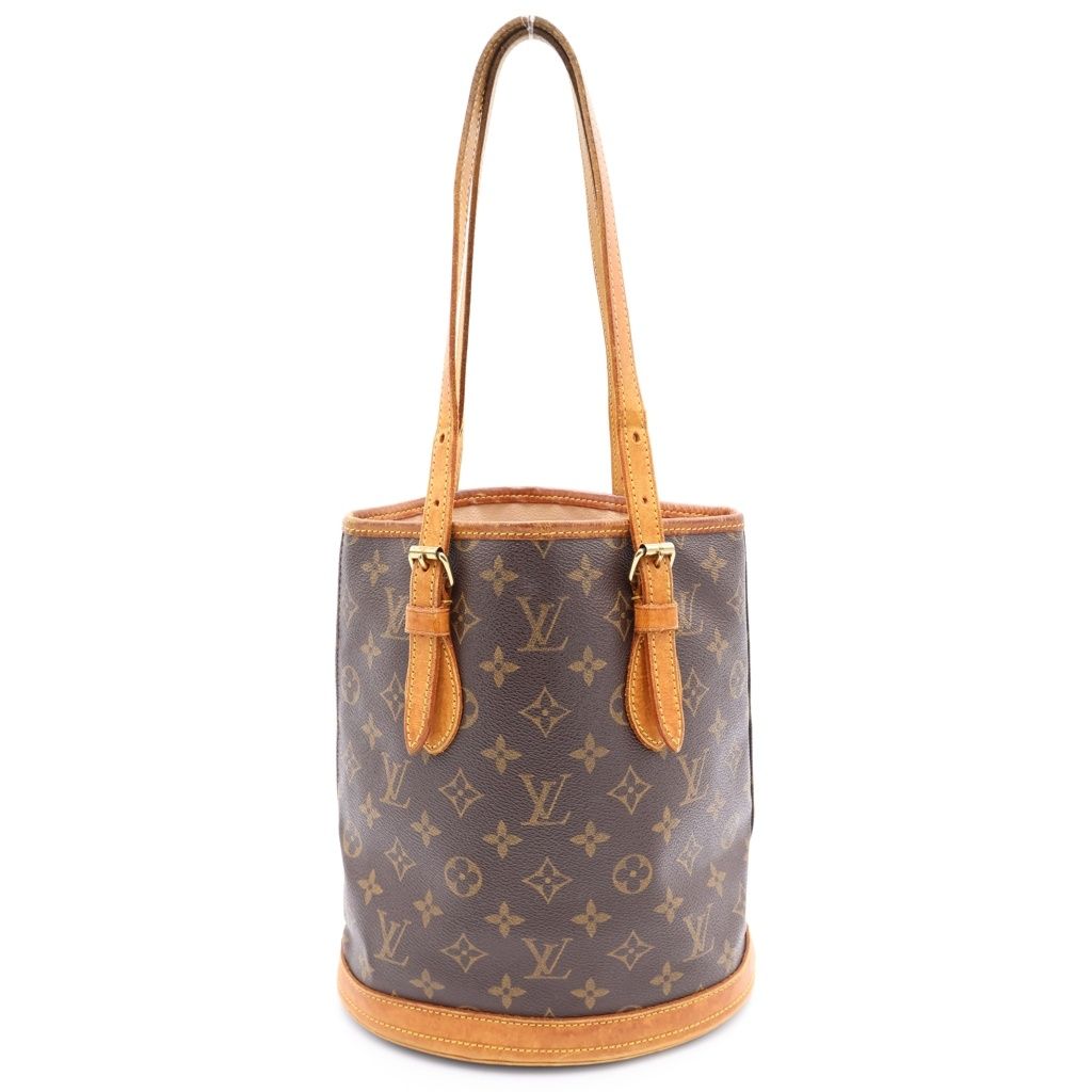 LOUIS VUITTON (ルイヴィトン) モノグラム バゲットPM ハンドバッグ ミニトートバッグ ブラウン レザー×PVC M42238 ゴールド金具