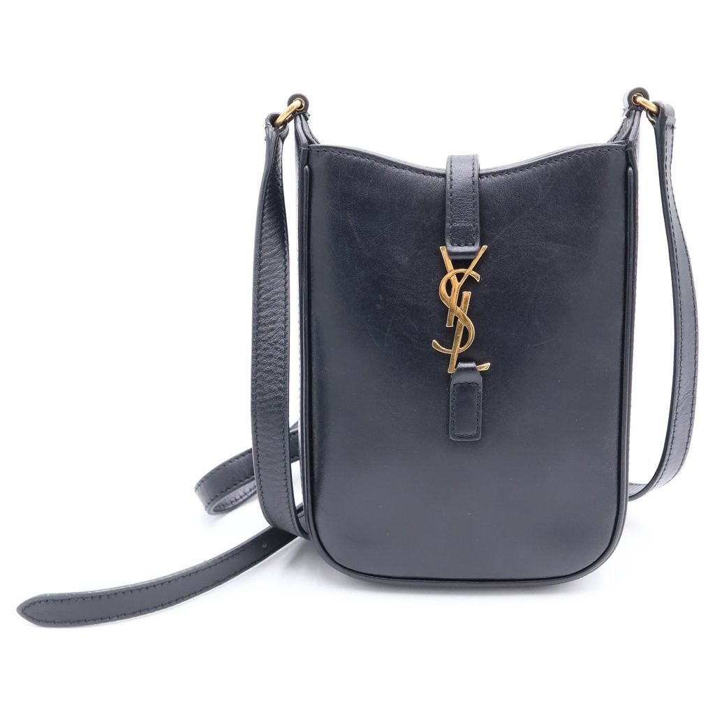 SAINT LAURENT】ブラック レザーハンドバッグ / ゴールド金具 